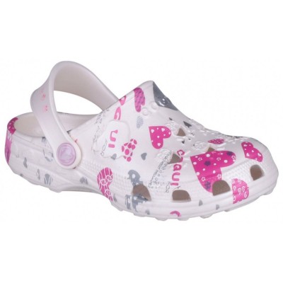 Children's sandals COQUI LITTLE FROG white with hearts